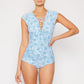 Marina West Swim Bring Me Flowers V-Neck One Piece Swimsuit In Thistle Blue