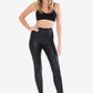 LOVEIT Full Size PU Leather Wide Waistband Leggings in Black