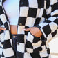 Double Take Full Size Checkered Button Front Coat with Pockets