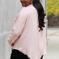 White Birch Full Size Relaxed Fit Frayed Hemline Button Down Top