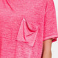 Zenana Pocketed Round Neck Dropped Shoulder T-Shirt